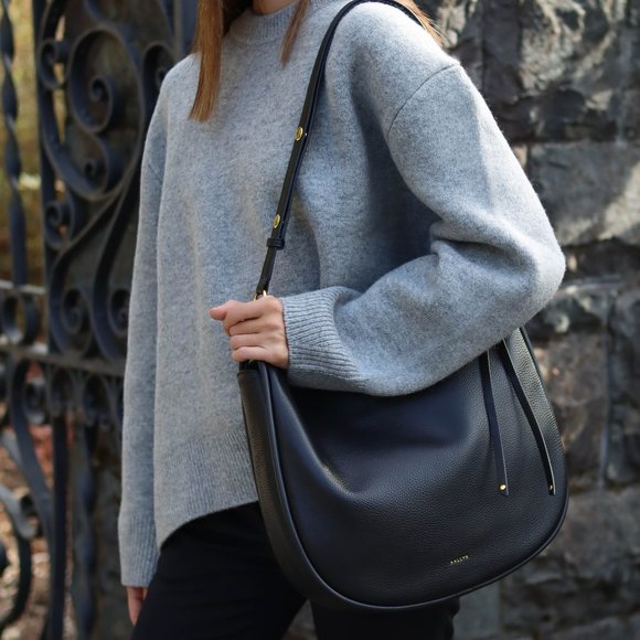 Marley Hobo in Black Genuine Pebbled Leather Bags